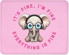 ITNRSIIET Mouse Pad with Stitched Edge Premium Textured Smooth Precise Operation Waterproof Washable Non-Slip Rubber Base Desktop Protection Mat, 10.2×8.3×0.12 inches, Pink Pretty Elephant