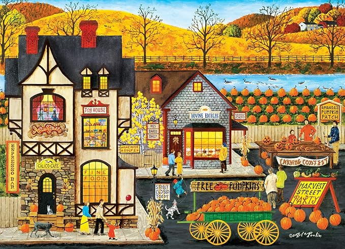 MasterPieces 500 Piece EZ Grip Jigsaw Puzzle for Adults, Family, or Youths - Harvest Street Party - 19.25"x26.75"