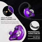BASN in Ear Monitor Headphones for Musicians Audiophiles Drummers, Bsinger Pro Noise Isolating Earbuds with Dual Driver Dynamic Crystal Clear Sound (Pro Clear Purple)