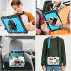 SEYMAC stock Case for Samsung Galaxy Tab A9+ Plus 11'', Full-Body Drop Protection Case with Screen Protector Pencil Holder [360° Rotating Hand Strap] &Stand, SkyBlue+Black