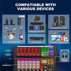 6 Channel Audio Mixer, Professional Music Mixer Board DJ Mixing Console with Bluetooth, USB/MP3 Player, Reverb, and 48V Phantom Power for Studio Recording, Karaoke, and Live Performances