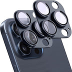 2 Pack Camera Lens Protector for iPhone 15 Pro/iPhone 15 Pro Max,[Not Easy to Breakn ] AR Tempered Glass Strong Adsorption Metal Camera Cover Screen-Inky blue
