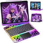 KITONE Transparent Case with Wireless Keyboard only for 2024 iPad Pro 13-in.(M4), 7 Colors Backlight, Trackpad, 360°Rotating Stand for iPad Pro 13, Tech Style
