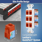 Everest 90° Angled RJ45 Cat5e Keystone Jacks 10-Pack in Orange - Slim Profile Female RJ45 Connectors - Cat 5e Keystone Jack - Compatible with 90° Angled Speed Termination Tool - easyJACK (B094WB91H3)