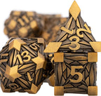 7PCS Metal DND Dice Set with Box, Debris RPG Red D and D Dice for use with D&D Tabletop Games Role Playing Game Polyhedral Dice Set D20 D12 D10 D8 D6 D4