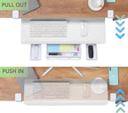 ETHU Keyboard Tray Under Desk, Pull Out Keyboard & Mouse Tray with C-clamp, Ergonomic Desk Keyboard Tray Slide Out, Pull Out Platform Drawer for Home and Office(White)