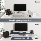 Fenge Acrylic Monitor Stand Riser, 42.5 Inches Dual Monitor Stand with Metal Storage, 2 Tier Acrylic Computer Riser for Desk, Clear Laptop Stand for PC, Laptop, Printer, TV, Blue