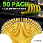 GEARit Cat 6 Ethernet Cable (50-Pack 1 Foot) Cat6 Network Patch, 10Gbps, RJ45, Snagless Cord, Gold-Plated Connectors, Internet for PC, TV, Tablet, Router, Printer, Servers, IT Data Center - Yellow