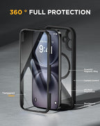 Miracase Magnetic for iPhone 16 Plus Case Full-Body Phone with Built-in Glass Screen Protector, [Compatible with MagSafe] Military Drop Proof 16 Plus Cover Bumper 6.7 inch, Black