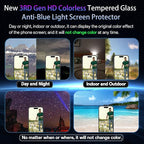 Screen Protector for iPhone 16 Pro Max[6.9 Inch],3RD Colorless Anti-Blue Light Tempered Glass Films,HD Clear, 9H Hardness, No Bubbles, Case Friendly 2 Pack