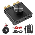 AK30 Mini Bluetooth Amplifier for Passive Speakers,50W+50W 2.0CH Audio Amplifier,Stereo HiFi Digital Amp,Home Amp Receiver w/AUX/USB/BT/Opt Input & 12V/5A Power Adapter for Home/Garage/Ceiling