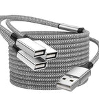 6.6FT USB Splitter, USB A Male to 3 Female Extension Cable Support Charging and Data Transfer for Printer/Keyboard/Flash Drive/PlayStation/Laptop/LED Etc(Silver)