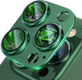 UniqueMe for iPhone 13 Pro/iPhone 13 Pro Max Camera Lens Protector, [Strong Drop Protection] [Not Easy to Fall-off] Metal Ring Tempered Glass Rear Camera Screen Cover, Alpine Green