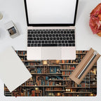 Desk Pad, Fantasy Shelves Desk Mat, Shelves Full of Books Large Gaming Mouse Pad for Desk, 31.5"x15.7" Extended Big Computer Keyboard Mouse Pad with Non-Slip Base and Stitched Edge