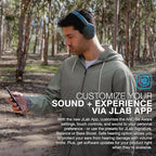 JLab JBuds Lux ANC Wireless Headphones, Sage, Hybrid Active Noise Cancelling, Customizable Sound, Spatial Audio Compatible, Premium Over-Ear Bluetooth Headset