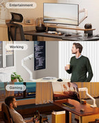 monTEK Heavy-Duty Monitor Arm for 17-57" Ultrawide Curved Screen, Supports up to 59.4 lbs, Adjustable Gas Spring Arm, 75/100 VESA Mount, Clamp & Grommet Desk Monitor Mount Single, White