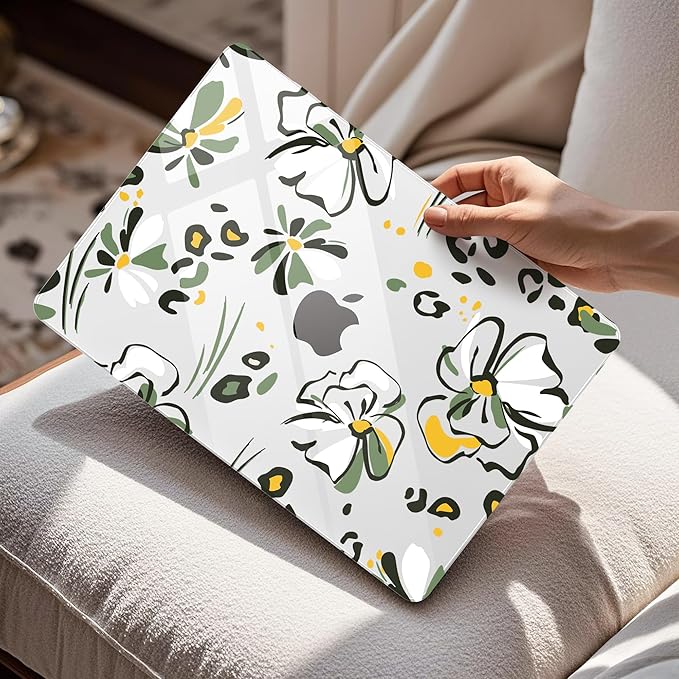Mektron Compatible with M4 MacBook Air 15 inch Case 2025 A3241 2024 2023 M3 A3114 A2941 M2 Liquid Retina Display Touch ID, Plastic Hard Case & Keyboard Skin & Screen Protector - Abstract Floral C346