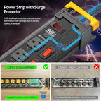 CRST Heavy Duty Metal Power Strip with Individual Switches, 12 Outlets Long Surge Protector Power Strip (1020J), 15A/1875W, 9FT Cord, Use for Garage Workshop Office School and Home...