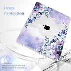 May Chen Compatible with MacBook Pro 13 inch Case 2022 2021 2020 Release Models A2338 M2 M1 A2251 A2289, Plastic Hard Shell Case for MacBook Pro 13 Inch with Touch Bar, Watercolor Purple Floral
