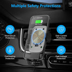 Wireless Car Charger, Auto-Clamping Car Mount 15W/10W/7.5W Fast Charging Air Vent Car Phone Mount Compatible with iPhone 14/13/13 Pro/12 Pro Max/12 pro/12/11/10/8 Series, Samsung Galaxy Series