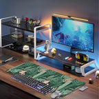 Tropical Plants and Leaves Desk Mat,Large Tropical Palm Leaves Gaming Keyboard Mouse Pad,Non-Slip Rubber Base Desk Pad Thick Stitched Edges Waterproof Mousepad Mouse Mat 31.5"x11.8"