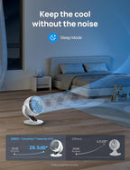 Dreo Smart Fan for Bedroom,120° Vertical and 90° Oscillating Fan with Remote/Voice, 13 Inch Height Quiet Air Circulator for Whole Room, 70 ft, 4 Speeds, 5 Modes, 12H Timer, Desk Fans for Home，White
