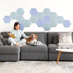 Mollywell Hexagon Acoustic Panels, High Density, Soundproofing, Decorative Noise Reduction Felt Wall Tiles for Ceilings, Home Office & Gaming Room (Smoky Blue), 14x12x0.4 Inch