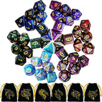 DND Dice Set 42 Pcs Polyhedral Dungeons and Dragons Rolling Dice for D&D RPG MTG Table Games Dice Bulk with Colorful Drawstring Bags and Dice Tray (Star)