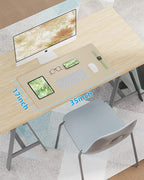 AFIING Leather Desk Pad Protector, Mouse Pad, Office Desk Mat, Non-Slip PU Leather Desk Blotter, Large Desk Mat, Waterproof Keyboard Mat for Office/Home/Decor (Beige, 48" x 17")