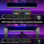 SENZER CS20 2 in 1 Bluetooth Computer Speakers for Desktop, USB Plug & Play Clear Sound PC Speakers with RGB Light, Monitor Sound Bar with Volume Knob, Gaming Speaker for PC Laptop Phone Tablet