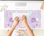 Kawaii Purple Desk Mat,Cute Witchy Elements Mouse Pad, Desk Pad Mystical Goth,XXL Gamig Desktop Mat,Extended Keyboard Mousepad Large for Computer Laptop,Girl Gamer Desk Decor 31.5''x15.7''