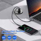 MEIRIYFA 3-in-1 Desktop Power Embedded Charger USB/Type C Desktop Station Mounts Charging Dual USB Multifunctional Desk USB Hub with 6.56 FT Power Cord for Bedside Table, Desks, Furniture