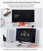 Syntech Link Cable 16 FT Compatible with Meta Quest 3S/Oculus Quest 3, Quest2/Pro/Pico4 Accessories and PC/SteamVR, High Speed PC Data Transfer, USB 3.0 to USB C Cable for VR Headset, Blood Orange