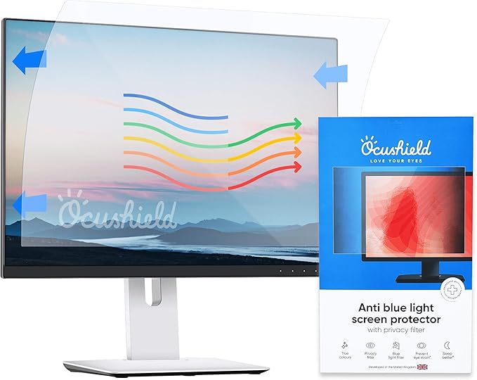 Ocushield 21” (16:10) Premium Anti Blue Light Screen Protector with Privacy Filter for Laptops and Computer Monitors - Anti-Glare - Easy Install - Anti-Fatigue