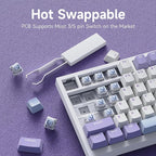 Ajazz AK820 75% Wired Gasket Mechanical Gaming Keyboard with Volume Knob - South Facing LED - Poron Foam - PBT Keycaps - Programmable RGB Hot Swap Keyboard