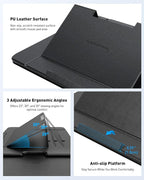 AboveTEK Adjustable Laptop Lap Desk, 3 Ergonomic Angles, PU Leather Non-Slip Surface, Heat Shield, Retractable Mouse Pad, Portable Laptop Lap pad Workstation for Bed, Sofa, Travel