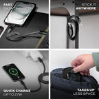 Statik MagStack USB to USB C Cable, Magnetic Anti Tangle Flat A to Type C Charger Fast Charging Cord, Magnetic Charging Cable, Compatible with iPhone 16 Pro Max, 15, Galaxy S24 Ultra, 27W 6FT/2M