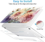 Mektron for MacBook Pro 13-inch Case 2022 2021 2020 Release A2338 M2 M1 A2289 A2251, Printed Plastic Hard Shell Cover for New MacBook Pro 13.3-inch Touch Bar Fits Touch ID, Watercolor Dahlias
