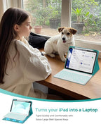 Folio Keyboard Case for iPad 10th Gen 10.9 inch (2022) and iPad 11th (A16, 2025), Magnetic Wireless Detachable Keyboard, 7-Color Backlight, Thin & Light, Pencil Holder (Cyan)