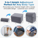 Adjustable Foot Rest for Under Desk - 3-in-1 Ergonomic Foot Stool with Zipper Connection, Height Adjustable for Office, Home & Gaming (Gray)