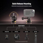 Neewer 6 in 1 Action Camera Mount Kit, Compatible with Hero 13 12 11 Max DJI Osmo Action Insta360, Metal Magnetic Quick Release Mount with 1/4" Thread & Folding Fingers for POV Shots, GP-23