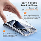 UNBREAKcable Screen Protector for iPhone 15 Pro Max [Easy Installation Frame] [9H Hardness] [Bubble Free] [99.99% Clear] Shatterproof Tempered Glass Screen Protector for Apple 6.7 inch, 2 Pack