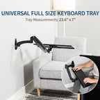 VIVO Sit-Stand 24 Inch Pneumatic Spring Keyboard and Mouse Tray Wall Mount, Counterbalance Height Adjustable Typing Platform, Ergonomic Tilt, Neutral Writing Position, Black, MOUNT-KB35A