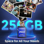 256GB LSU200 SDXC UHS-II Memory Card - up to 300MB/s, C10, U3, V90, 8K, SD Card for Computers, Digital Cameras, Home Theatre Devices, Car Navigation Systems (1 Pack)