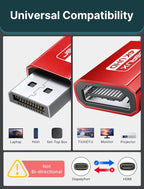 JSAUX 4K DisplayPort to HDMI Adapter 1Pack, DP PC to HDMI Monitor Converter Video UHD 2K@120Hz,4K@30 DP to HDTV Male to Female Uni-Directional Adapter Compatible with Dell, Lenovo, HP,GPU, AMD -Red
