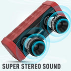 BUGANI Bluetooth Speaker Portable Wireless Speaker, 100ft Wireless Range, Louder Volume, Stereo Sound, Amazing Bass 24H Playtime, IPX5, Built-in Mic, Waterproof Speaker for Home, Outdoor, Red