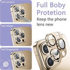 2 Pack Camera Lens Protector for iPhone 13 Pro/iPhone 13 Pro Max,[Not Easy to Breakn ] AR Tempered Glass Strong Adsorption Metal Camera Cover Screen-Gold
