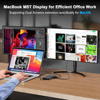 Mac Docking Station Dual Monitor 2 HDMI for MacOS and Windows Laptop Implement MST, Compatible MacBook Pro/Air M1/M2/M3/M4 Chips, Dual 4K Display for All USB C Computers
