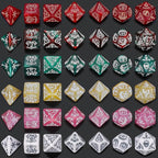 CiaraQ Polyhedral Dice Set, 6 Colors with 6 Decorative Pouches, 7 Pieces per Set, Fantasy RPG Gaming Dice/DND Dice/Role Playing Dice, Christmas Themed