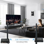 5.8GHz Wireless Audio Transmitter Receiver,164Ft/50M Long Range 18ms Low Latency, RCA / 3.5mm AUX Input/Output with Volume Adjustment Knob, Used for TV/PC/CD/Power Speaker/Soundbar/Headphones